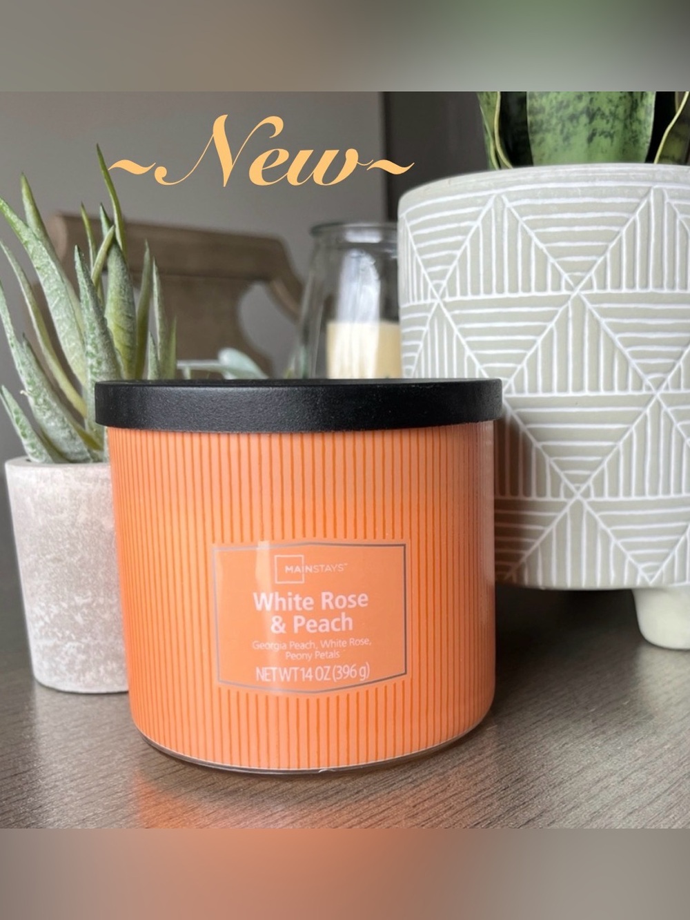Mainstays 🍑 Peach 🍑Scented 3-Wick Candle ~New~ 14oz